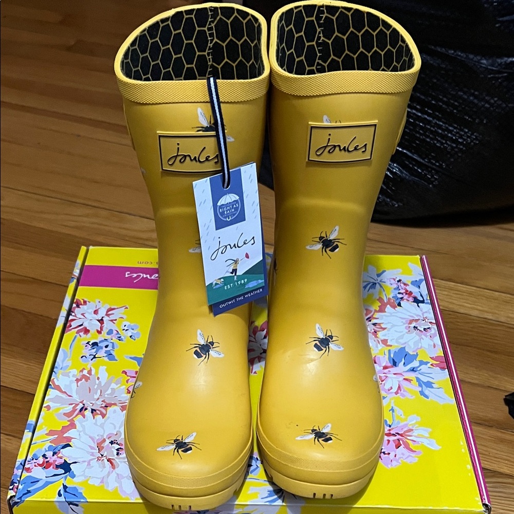 Joules Mustard Bee Print Boots NV